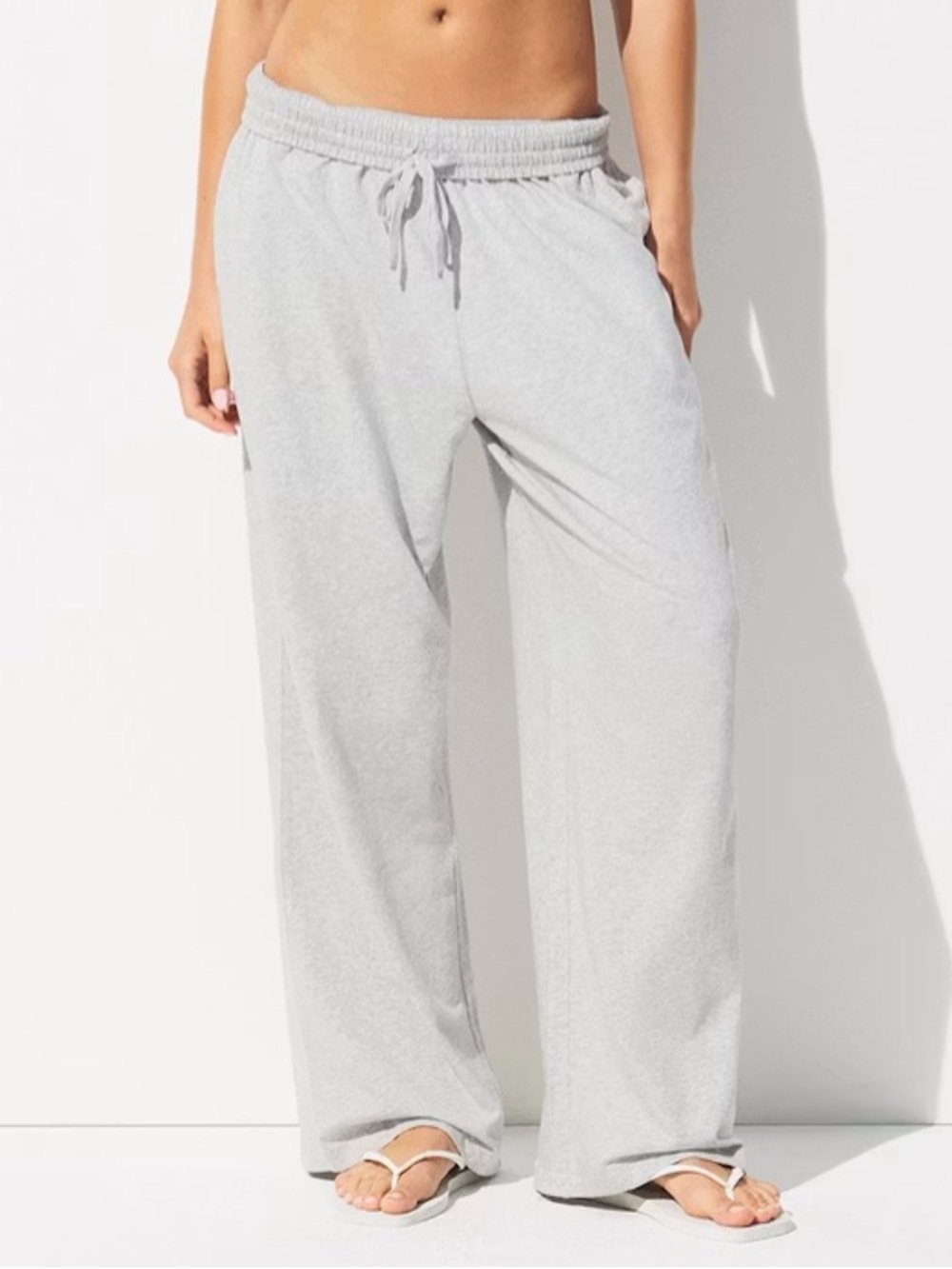 New Skims Cotton Jersey Wide Leg Pants in Light Heather Grey